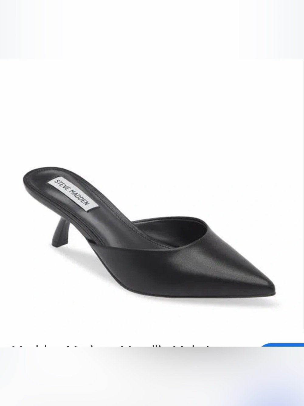 Steve Madden Black Pointed Kitten Heel Mule